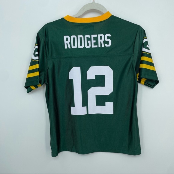 Green Bay Packers Aaron Rodgers Jersey Boys Large 12/14 NFL 12 Football Athletic - Picture 3 of 5